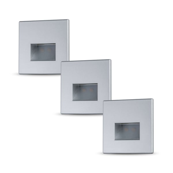 Paulmann Set LED infälld vägglampa Edge vinkelformad 80x80 mm 3x1,2W 3x50lm 230V 2700K Krom matt