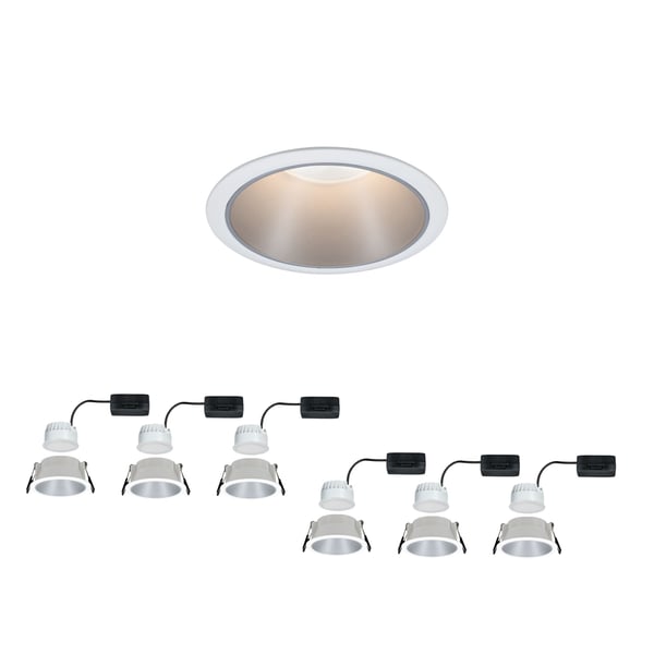 Paulmann Infälld LED lampa 3-Step-Dim Cole Coin IP44 rund 88 mm Coin 6x6W 6x470lm 230V dimbar 2700K Vit, Silver matt