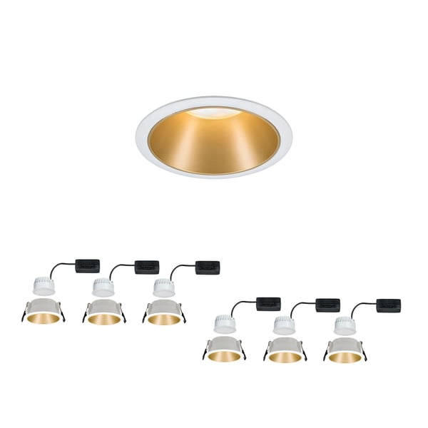 Paulmann Infälld LED lampa 3-Step-Dim Cole Coin IP44 rund 88 mm Coin 6x6W 6x460lm 230V dimbar 2700K Vit, Guld matt