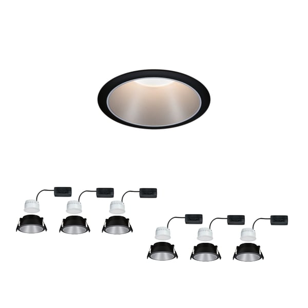 Paulmann Infälld LED lampa 3-Step-Dim Cole Coin IP44 rund 88 mm Coin 6x6W 6x470lm 230V dimbar 2700K Svart, Silver matt