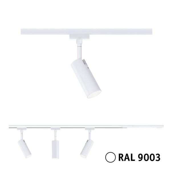 Paulmann URail Spotlight för strömskenor Tubo Startset 3x150lm 3x4W 3000K dimbar 230V Signal vit