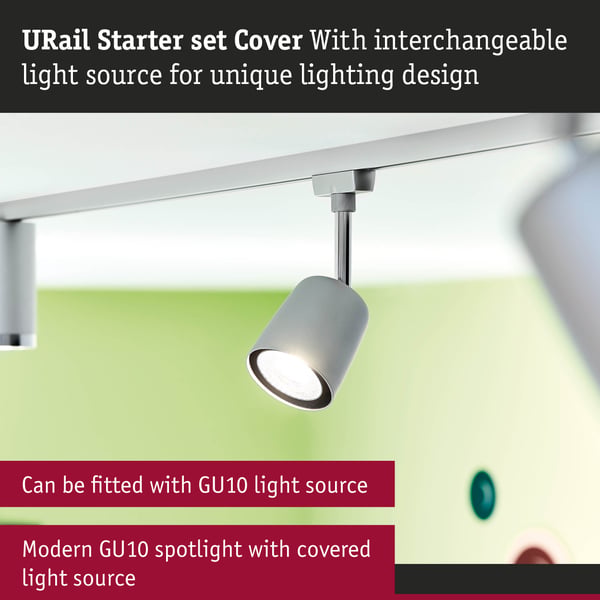 Paulmann URail Spotlight för strömskenor Cover GU10 max. 10W dimbar 230V Krom matt, Krom