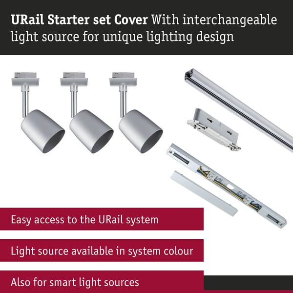Paulmann URail Spotlight för strömskenor Cover GU10 max. 10W dimbar 230V Krom matt, Krom
