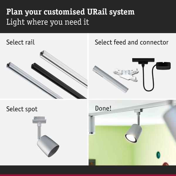 Paulmann URail Spotlight för strömskenor Cover GU10 max. 10W dimbar 230V Krom matt, Krom