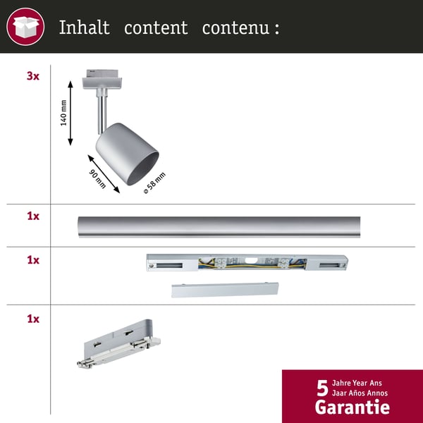 Paulmann URail Spotlight för strömskenor Cover GU10 max. 10W dimbar 230V Krom matt, Krom