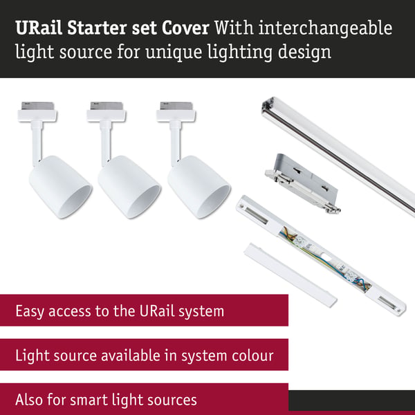 Paulmann URail Spotlight för strömskenor Cover GU10 max. 10W dimbar 230V Signal vit