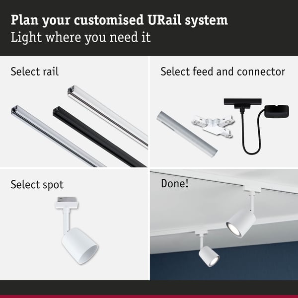 Paulmann URail Spotlight för strömskenor Cover GU10 max. 10W dimbar 230V Signal vit