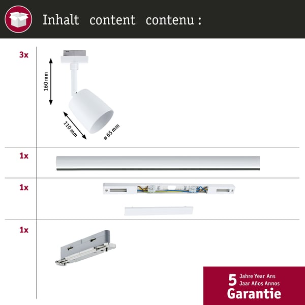 Paulmann URail Spotlight för strömskenor Cover GU10 max. 10W dimbar 230V Signal vit