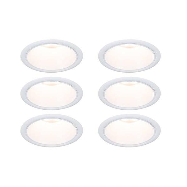 Paulmann Set Infälld LED lampa Cole Coin IP44 88 mm Coin 6x6W 6x470lm 230V dimbar 2700K Vit matt