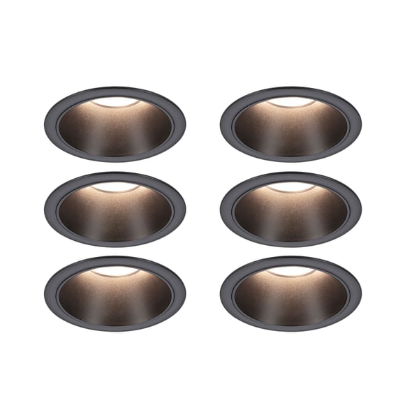 Paulmann Set Infälld LED lampa Cole Coin IP44 88 mm Coin 6x6W 6x470lm 230V dimbar 2700K Svart matt