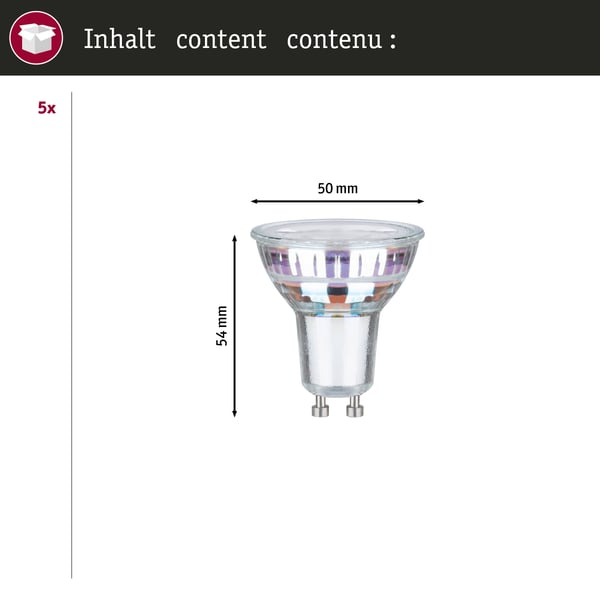 Paulmann Efficient-Line Set LED-reflektor GU10 5x450lm 5x2,5W 3000K Silver