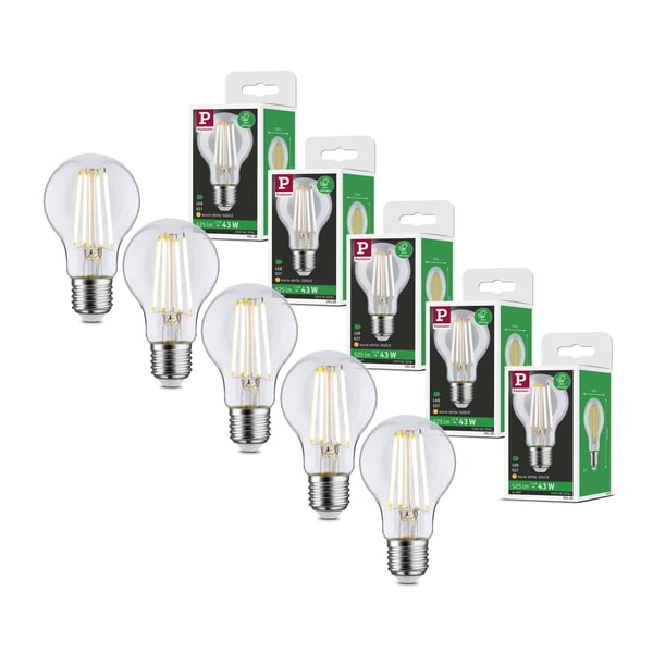 Paulmann Efficient-Line Set LED-glödlampa Glödtråd 230V LED-glödlampa E27 5x525lm 5x2,5W 3000K Klar