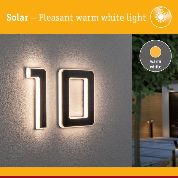 Paulmann Set Solar LED lampa för husnummer inkl. utbytbart batteri 3000K 2x6lm 2x0,2W Svart