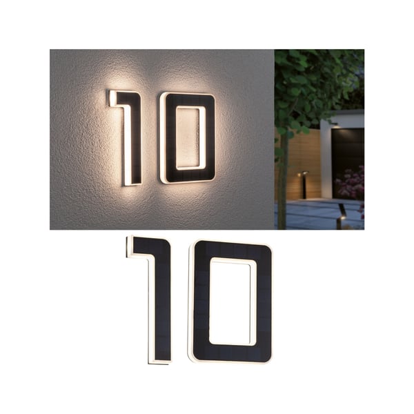 Paulmann Set Solar LED lampa för husnummer inkl. utbytbart batteri 3000K 2x6lm 2x0,2W Svart