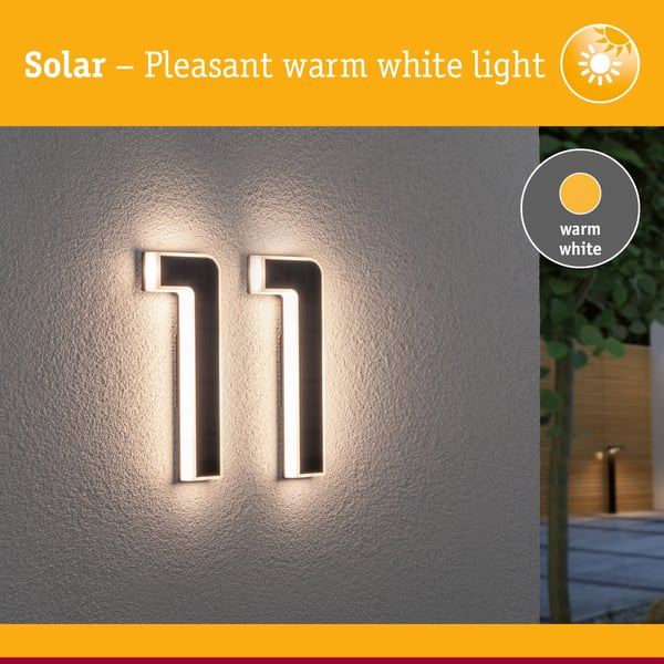 Paulmann Set Solar LED lampa för husnummer inkl. utbytbart batteri 3000K 2x6lm 2x0,2W Svart