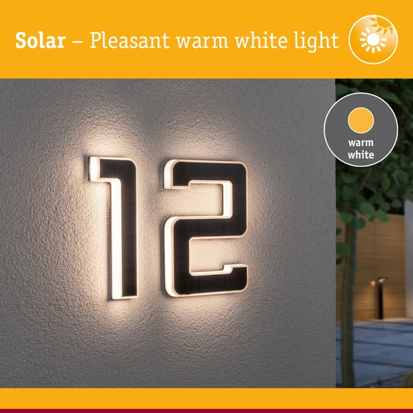 Paulmann Set Solar LED lampa för husnummer inkl. utbytbart batteri 3000K 2x6lm 2x0,2W Svart