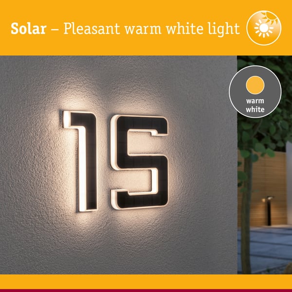 Paulmann Set Solar LED lampa för husnummer inkl. utbytbart batteri 3000K 2x6lm 2x0,2W Svart