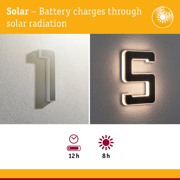 Paulmann Set Solar LED lampa för husnummer inkl. utbytbart batteri 3000K 2x6lm 2x0,2W Svart