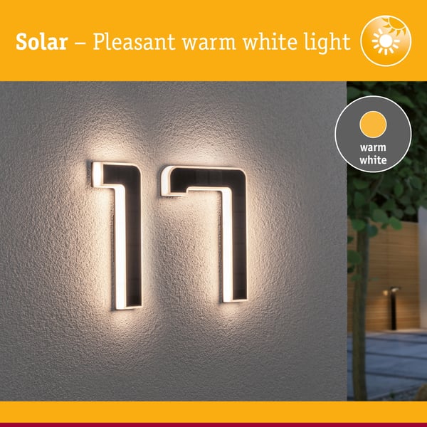 Paulmann Set Solar LED lampa för husnummer inkl. utbytbart batteri 3000K 2x6lm 2x0,2W Svart