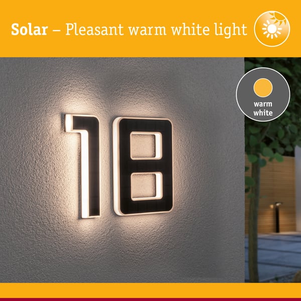 Paulmann Set Solar LED lampa för husnummer inkl. utbytbart batteri 3000K 2x6lm 2x0,2W Svart