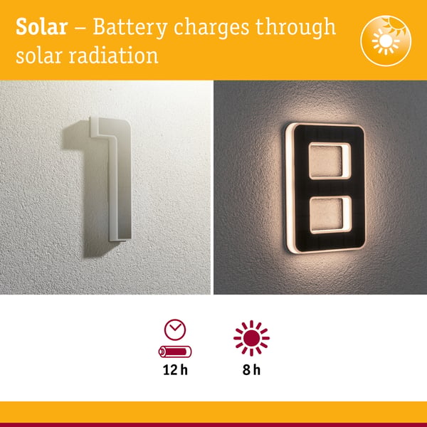 Paulmann Set Solar LED lampa för husnummer inkl. utbytbart batteri 3000K 2x6lm 2x0,2W Svart