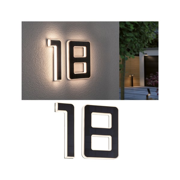 Paulmann Set Solar LED lampa för husnummer inkl. utbytbart batteri 3000K 2x6lm 2x0,2W Svart