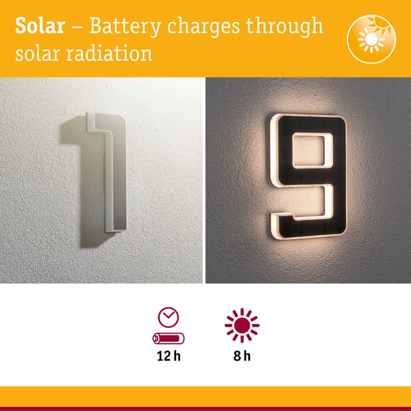 Paulmann Set Solar LED lampa för husnummer inkl. utbytbart batteri 3000K 2x6lm 2x0,2W Svart