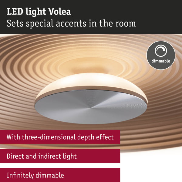 Paulmann LED taklampa Volea 3000K 950lm 230V 3,5W / 13W dimbar Svart, Guld, Silver