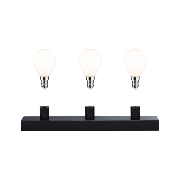 Paulmann Set Spegellampa Regula II inkl. glödlampa IP44 E14 2700K 3x470lm 230V 3x4,5W dimbar Svart, Opal