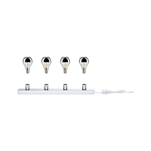 Paulmann Set Spegellampa Regula II inkl. glödlampa E14 2700K 4x220lm 230V 4x2,6W dimbar Krom, Toppreflektor silver