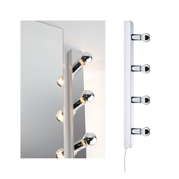 Paulmann Set Spegellampa Regula II inkl. glödlampa E14 2700K 4x220lm 230V 4x2,6W dimbar Krom, Toppreflektor silver
