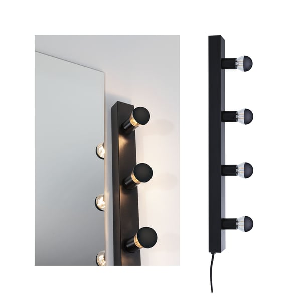 Paulmann Set Spegellampa Regula II inkl. glödlampa E14 2700K 4x250lm 230V 4x2,5W dimbar Svart, Toppreflektor svart matt