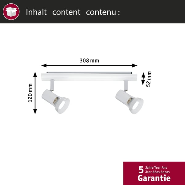 Paulmann Strålkastare Teja GU10 230V max. 2x10W dimbar Vit