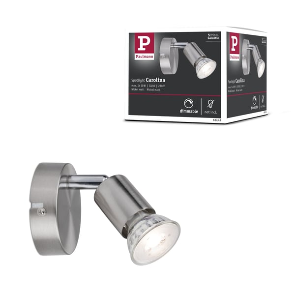 Paulmann Strålkastare Carolina GU10 230V max. 10W dimbar Nickel matt Paulmann Strålkastare Carolina GU10 230V max. 10W dimbar Nickel matt