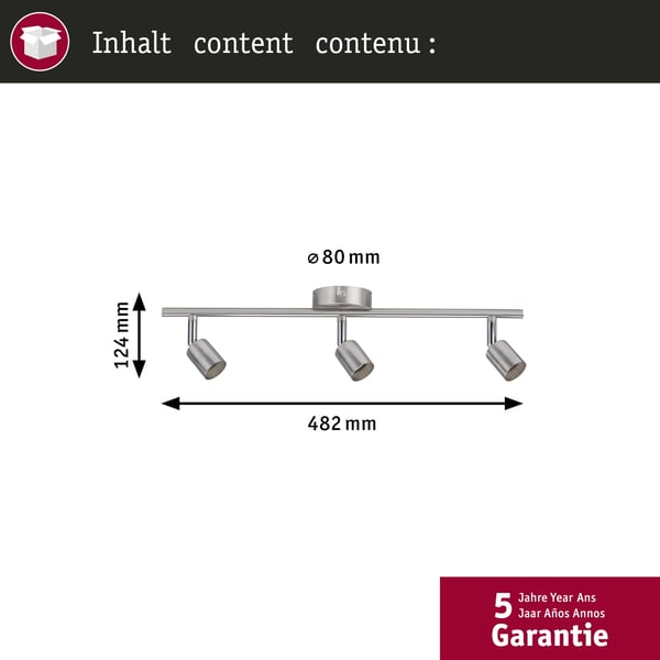 Paulmann Strålkastare Carolina GU10 230V max. 3x10W dimbar Nickel matt
