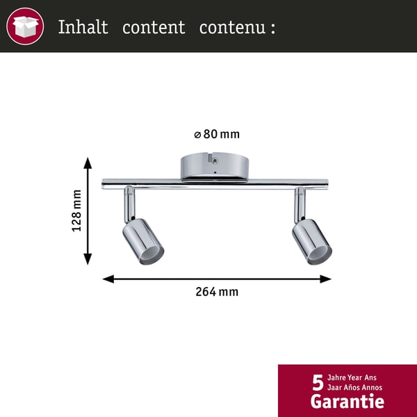 Paulmann Strålkastare Carolina IP44 GU10 230V max. 2x10W dimbar Krom