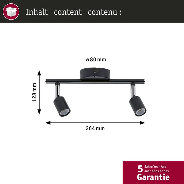 Paulmann Strålkastare Carolina IP44 GU10 230V max. 2x10W dimbar Antracit, Krom
