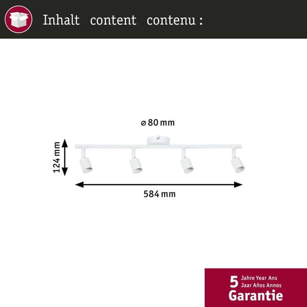 Paulmann Strålkastare Carolina GU10 230V max. 4x10W dimbar Vit matt