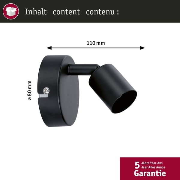 Paulmann Strålkastare Carolina GU10 230V max. 10W dimbar Svart matt