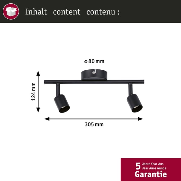 Paulmann Strålkastare Carolina GU10 230V max. 2x10W dimbar Svart matt