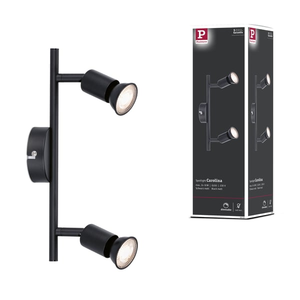 Paulmann Strålkastare Carolina GU10 230V max. 2x10W dimbar Svart matt