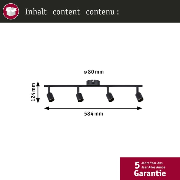 Paulmann Strålkastare Carolina GU10 230V max. 4x10W dimbar Svart matt
