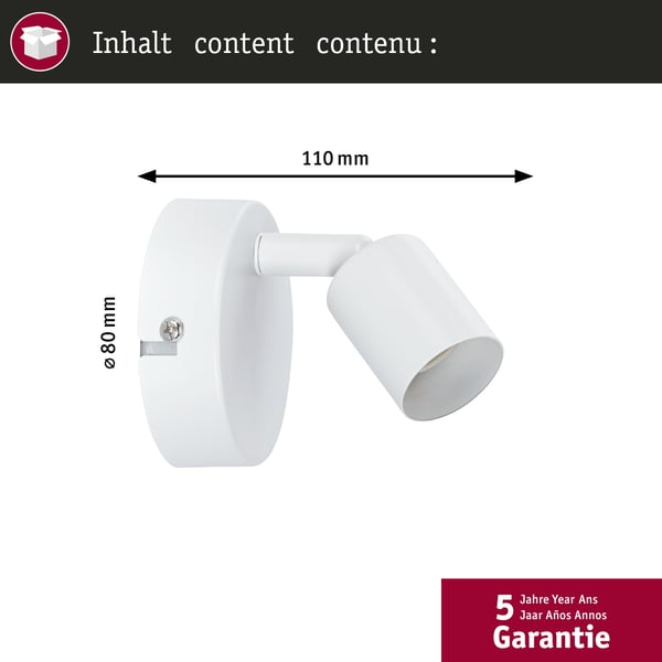 Paulmann Strålkastare Carolina GU10 230V max. 10W dimbar Vit matt