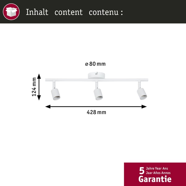Paulmann Strålkastare Carolina GU10 230V max. 3x10W dimbar Vit matt