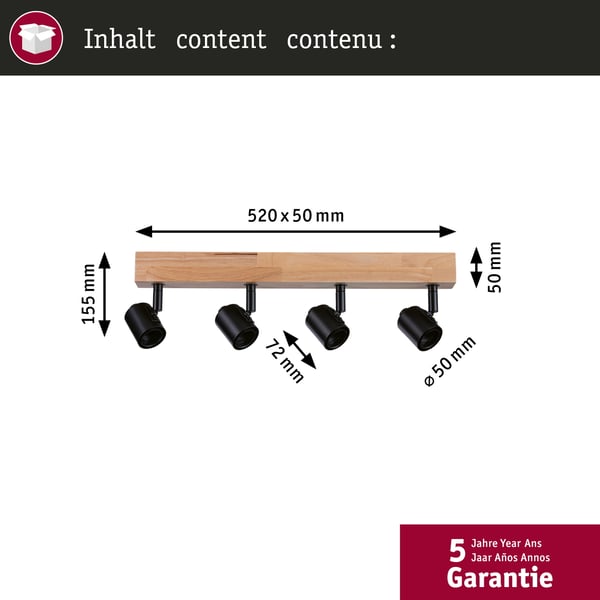 Paulmann LED strålkastare Arvid E27 230V max. 4x20W dimbar Svart