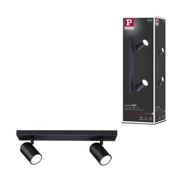 Paulmann Strålkastare Zyli IP44 GU10 230V max. 2x10W dimbar Svart matt