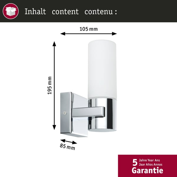 Paulmann Spegellampa Gemini IP44 E14 230V max. 2x20W dimbar Krom, Satin