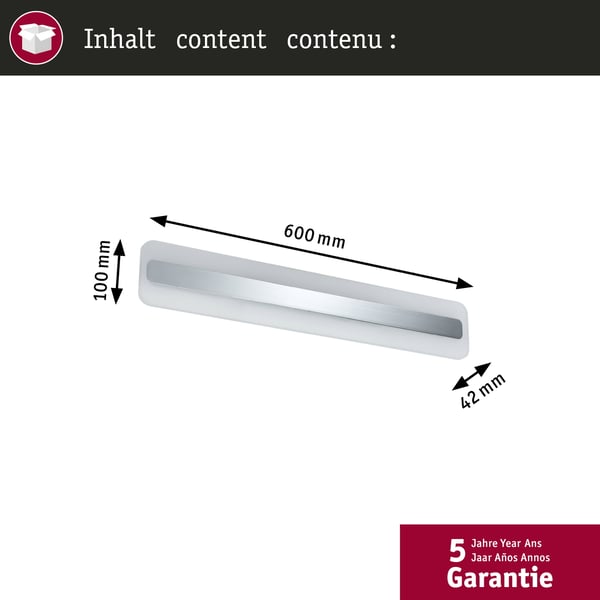 Paulmann LED spegellampa Lukida IP44 3000K 650lm 230V 9W Krom, Vit