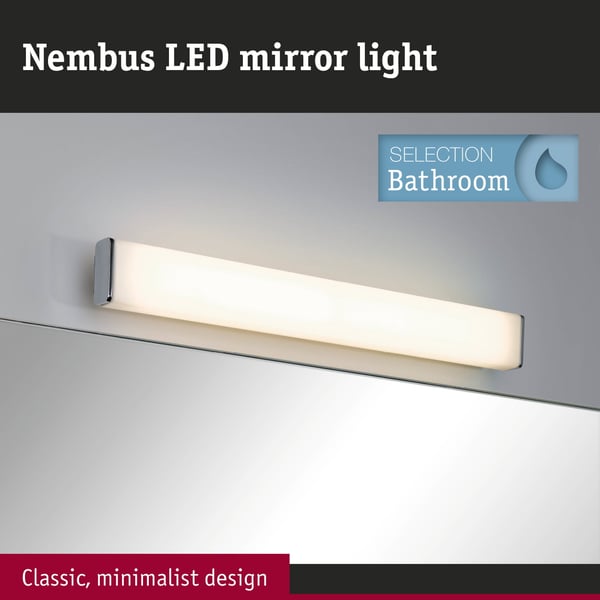 Paulmann Selection Bathroom LED vägglampa Nembus IP44 3000K 600lm 230V 9W Krom