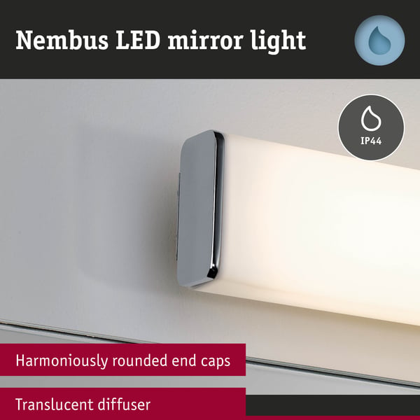 Paulmann Selection Bathroom LED vägglampa Nembus IP44 3000K 600lm 230V 9W Krom